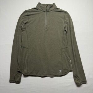Carhartt Force 1/4‎ Zip Pullover Womens Small Olive Green Thumbhole Athletic